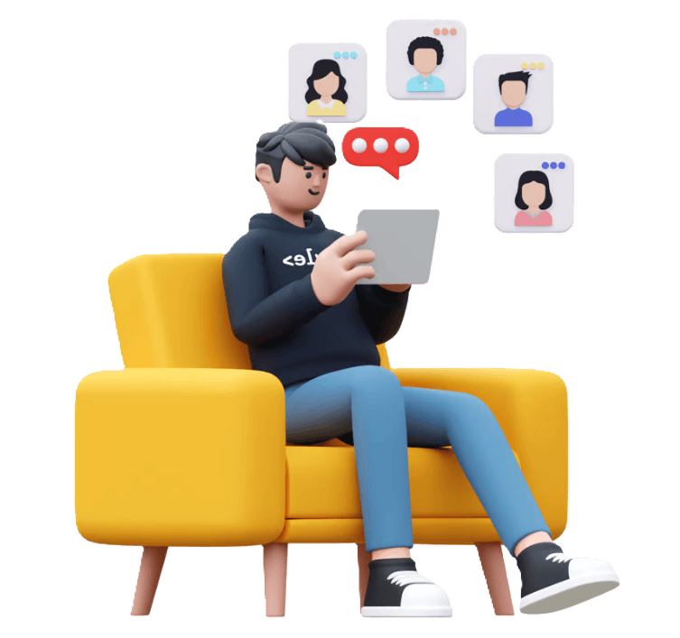 Person on orange chair